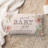 Zoete Baby Meisje | Waterverf Blush en Witte Bloem Kussen (Deken)