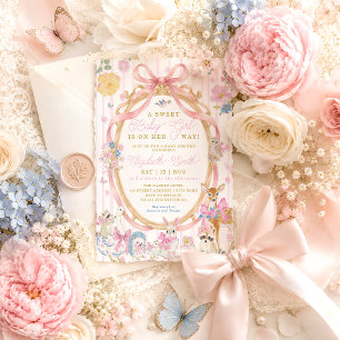 Zoete Baby Meisje Whimsical Dieren Baby Shower Kaart