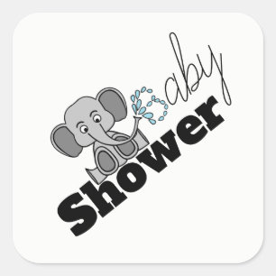 Zoete Baby olifant, Baby shower Vierkante Sticker