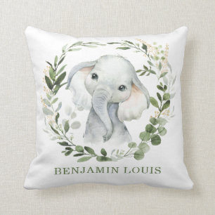 Zoete Baby Olifant groen gouden bladeren kwekerij Kussen