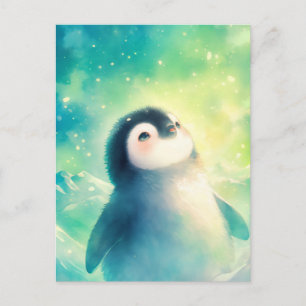 Zoete Baby Pinguïn in Magische Sneeuw Briefkaart