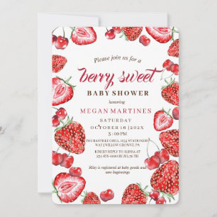 Zoete baby shower aardbei uitnodiging