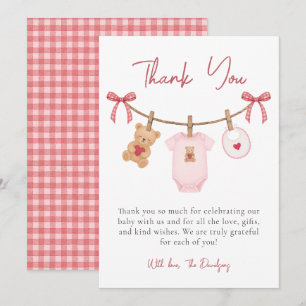 Zoete baby shower roze Valentijn Bedankkaart