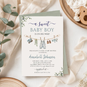 Zoete Baby Shower voor Jongen Kaart