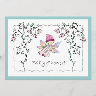 Zoete babymeisje fee baby shower uitnodigingen