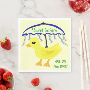 Zoete Baby's Gele Eendje Baby Shower Paraplu Servetten