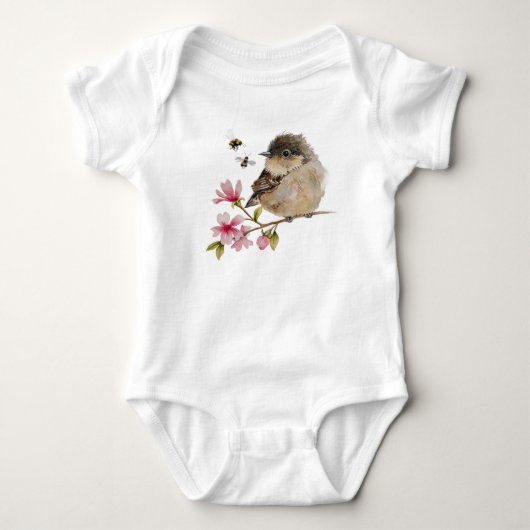 Zoete babyvogel baby romper (Voorkant)