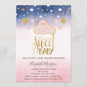 Zoete Babywolk Sterren Baby Shower Kaart
