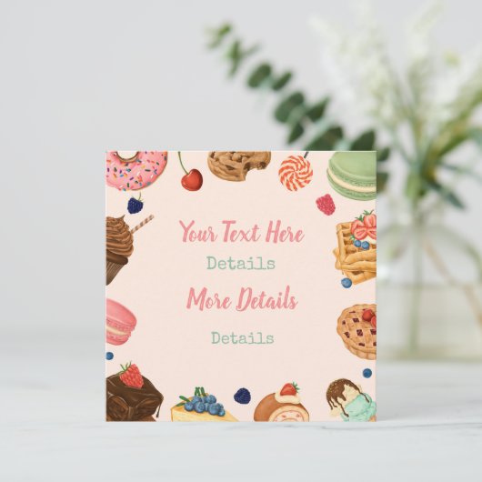 Zoete behandelingen slaan de datum op save the date (Staand voorkant)