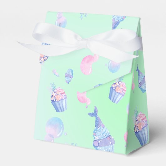 Zoete beker taart en zeemeermin Gelukkige Verjaard Bedankdoosjes (Voorkant Zijde)