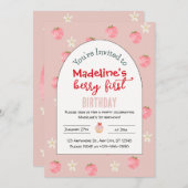 Zoete bessen eerste verjaardag uitnodiging (Voorkant / Achterkant)