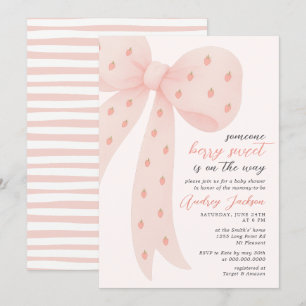 Zoete Bessie Meisje Roze Coquette Strik Baby Showe Kaart