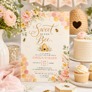 Zoete Bijen Bloemen Honing Bij Baby Shower Kaart