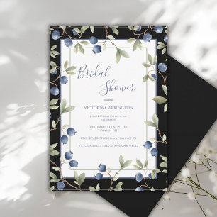 Zoete Blauwe Bessen Elegante Bruidsborrel Kaart