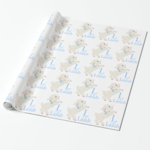 Zoete Blauwe Lam Babyborrel Cadeaupapier