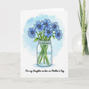 Zoete Blauwe Madelief Moederdag kaart