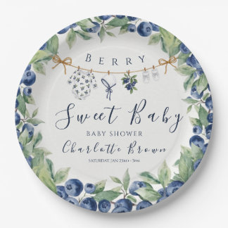 Zoete Blauwebes Babyshower Jongen Papieren Borden Bordje