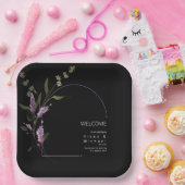 Zoete Bloemboog Trouw Welkom Lila ID998 Papieren Bordje (Feest)