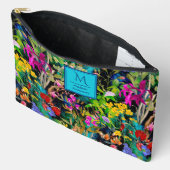 Zoete bloemen bladeren kleurrijke monogram patroon etui (Open)