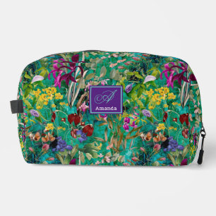 Zoete bloemen bladeren turquoise monogram patroon toilettasje