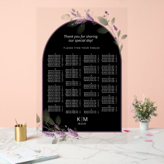 Zoete Bloemenboog Bruiloft Zitkaarten Llac ID998 Acryl Bord (Huwelijk)