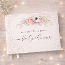 Zoete Bloemige Baby Shower Gastboek