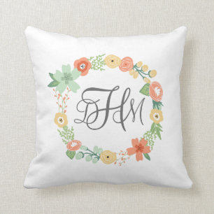 Zoete Bloemige Monogram Kussen