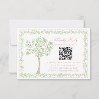 Zoete Blush Boom Bloemstuk met Frame RSVP QR Code