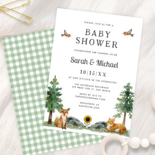 Zoete Bos Waterverf Neutrale Baby Shower Kaart