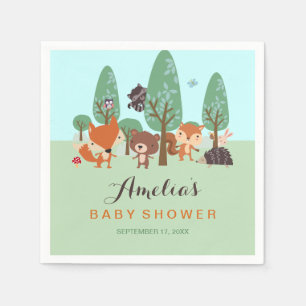 Zoete bosvrienden baby shower servetten