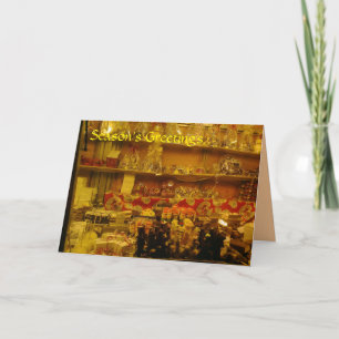 Zoete Box bij de Duitse Markt van Kerstmis, Feestdagen Kaart