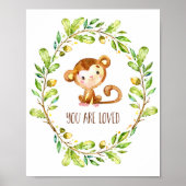 Zoete Bruine Waterverf Aapje Je Wordt Geliefd Poster (Voorkant)