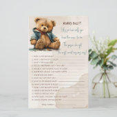 Zoete bruine waterverf teddybeer Baby shower (Staand voorkant)