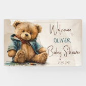 Zoete bruine waterverf teddybeer Baby shower Spandoek (Horizontaal)