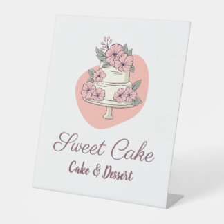 Zoete Cake Bakkerij Cake & Dessert Logo Reclamebord Met Voetstuk