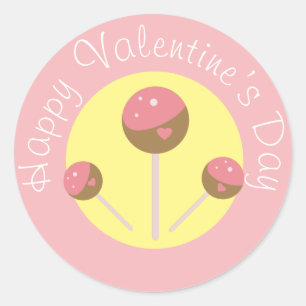 Zoete Cake Pop Valentijnsroze Klassieke Ronde Vor Sticker