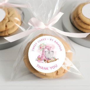 Zoete Cakes Roze Dank je Ronde Sticker