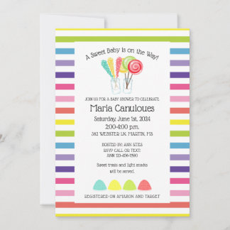 Zoete Candy Baby Shower Uitnodiging