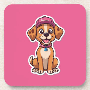 Zoete Cartoonhond – Gelukkige Pup in Mutss Sticker Bier Onderzetter