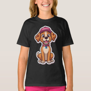 Zoete Cartoonhond – Gelukkige Pup in Mutss Sticker T-shirt