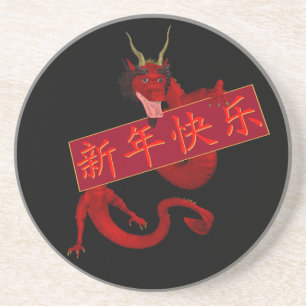 Zoete Chinese rode draak Zandsteen Onderzetter