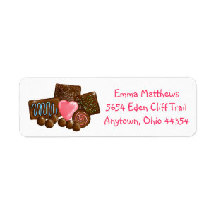Zoete chocolade retour adreslabels etiket