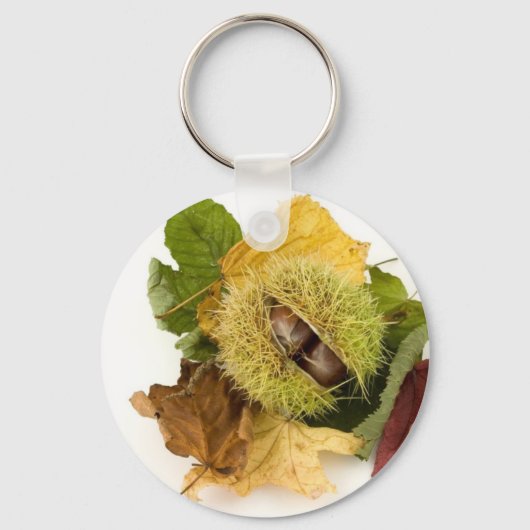 Zoete conker met bladeren sleutelhanger (Voorkant)