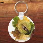 Zoete conker met bladeren sleutelhanger (Voorkant)