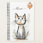 Zoete contemplatieve kat gepersonaliseerd planner (Voorkant)