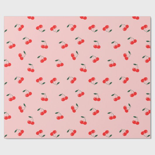 Zoete Coquette Cherry Pattern Cadeaupapier (Vlak)