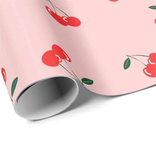 Zoete Coquette Cherry Pattern Cadeaupapier (Rol Hoek)