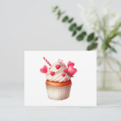 Zoete cupcake met hartjes briefkaart (Staand voorkant)