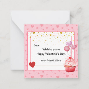 Zoete Cupcake Valentijnsdag voor kinderen Notitiekaartje