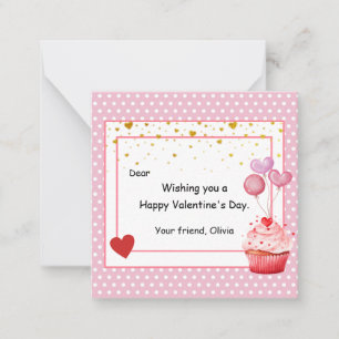Zoete Cupcake Valentijnsdag voor kinderen Notitiekaartje